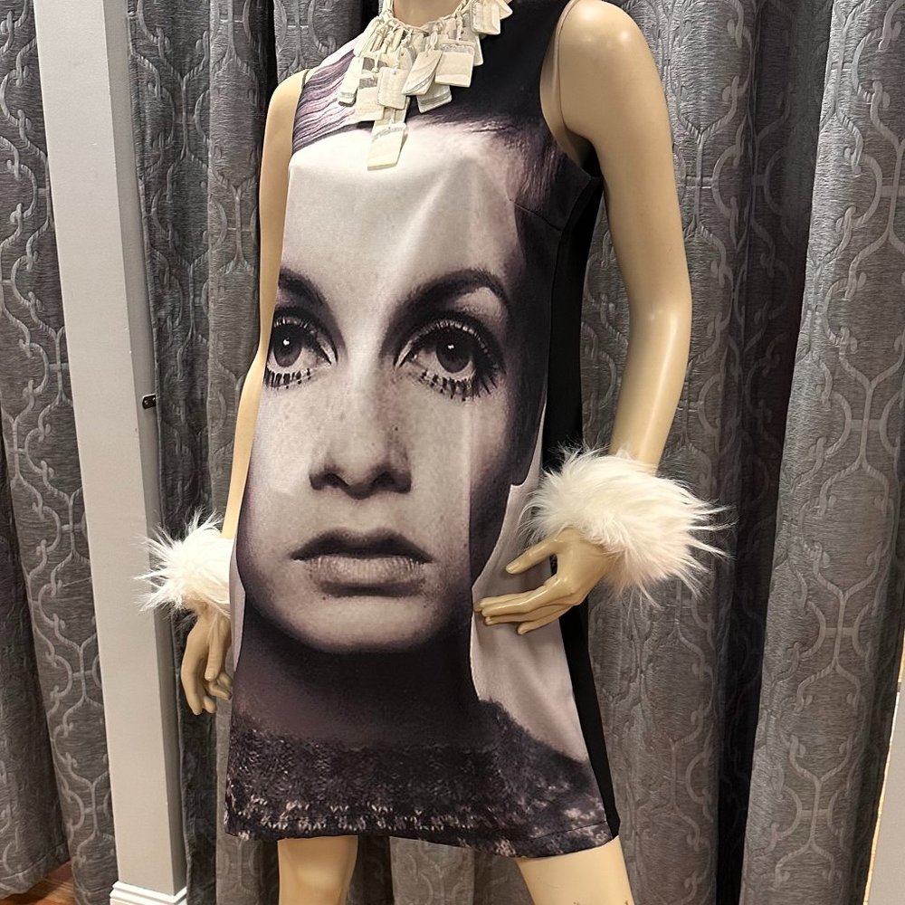 The Iconic Twiggy Black & White sheath  Dress